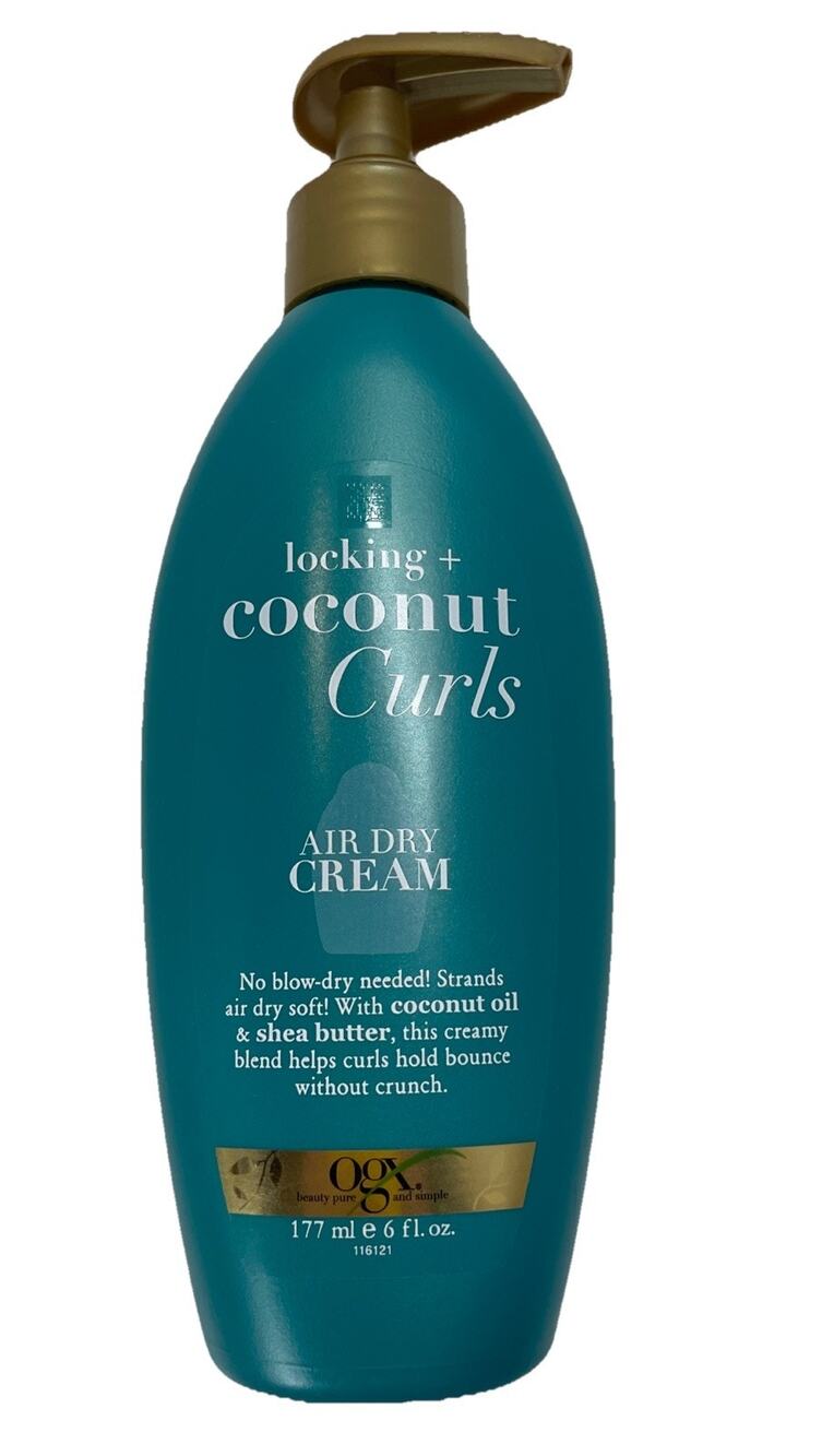 OGX Locking + Coconut Curls Air Dry Cream, No Parabens, 6 oz